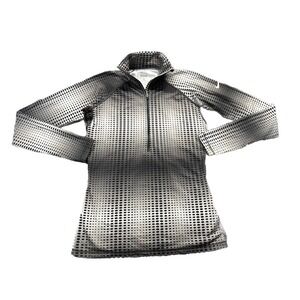 Nike Pro 1/4 Zip Athletic Pullover Shirt Women's Medium Gray White Geometric Run